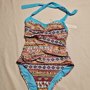NWT "Into the Bleu" One Piece Multi-colored Swimsuit